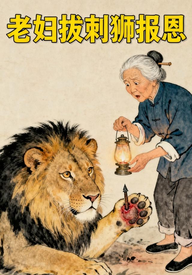 老妇拔刺狮报恩封面图