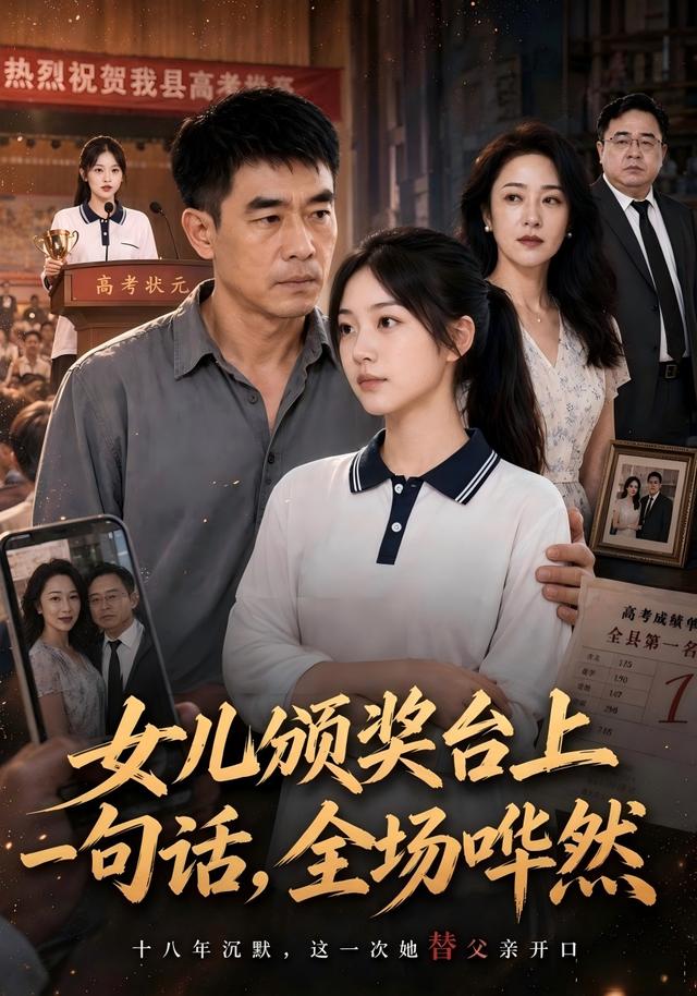 女儿领奖台上一句话，全场哗然