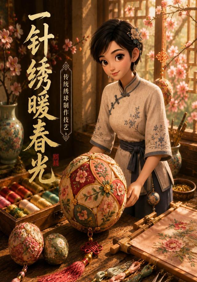 一针绣暖春光