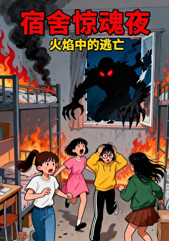 宿舍惊魂夜，火焰中的逃亡封面图