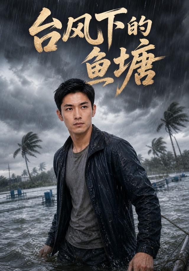 台风下的鱼塘