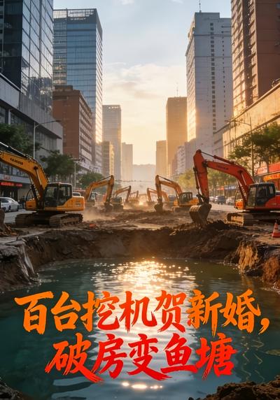 百台挖机贺新婚，破房变鱼塘