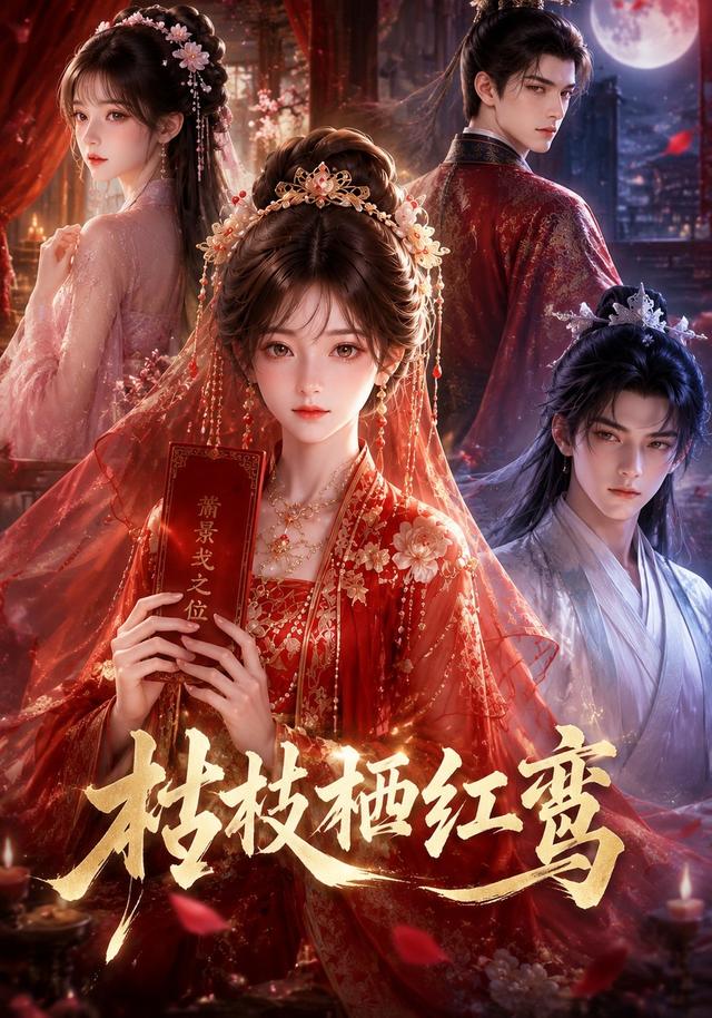 枯枝栖红鸾