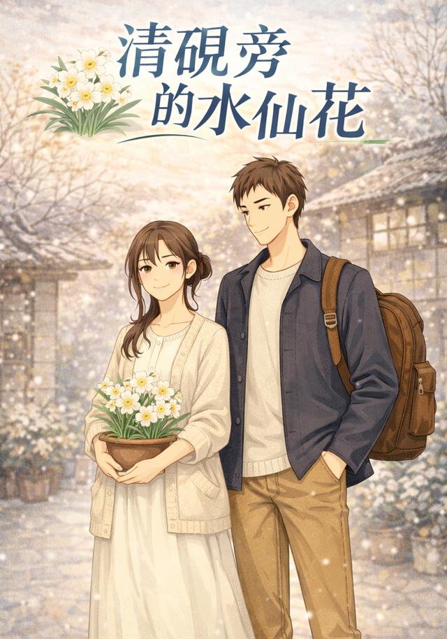 清砚旁的水仙花