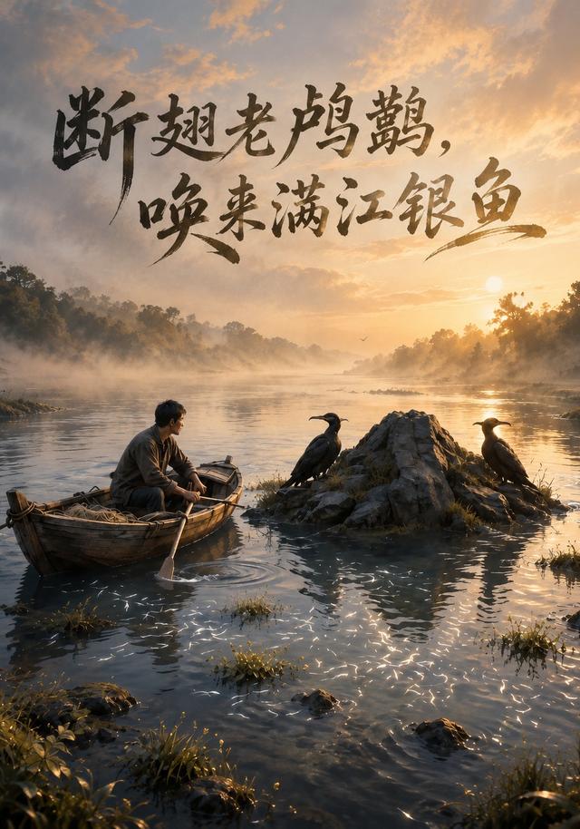 断翅老鸬鹚，唤来满江银鱼