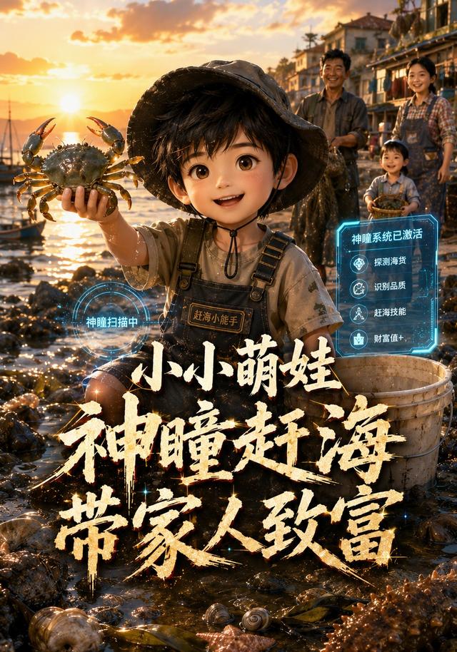 小小萌娃，神瞳赶海带家人致富