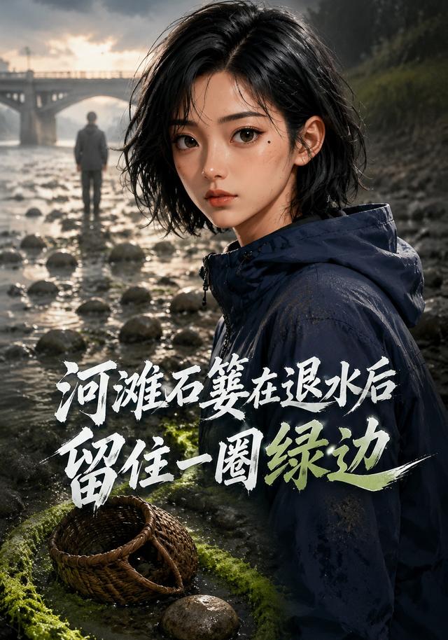 河滩石篓在退水后留住一圈绿边