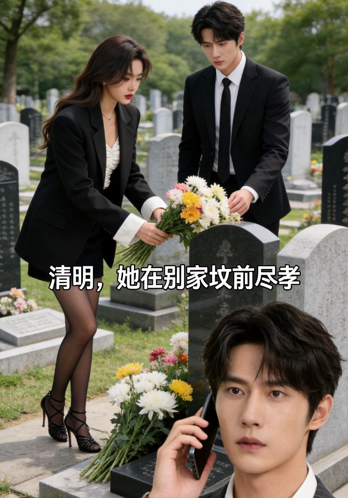清明，她在别家坟前尽孝