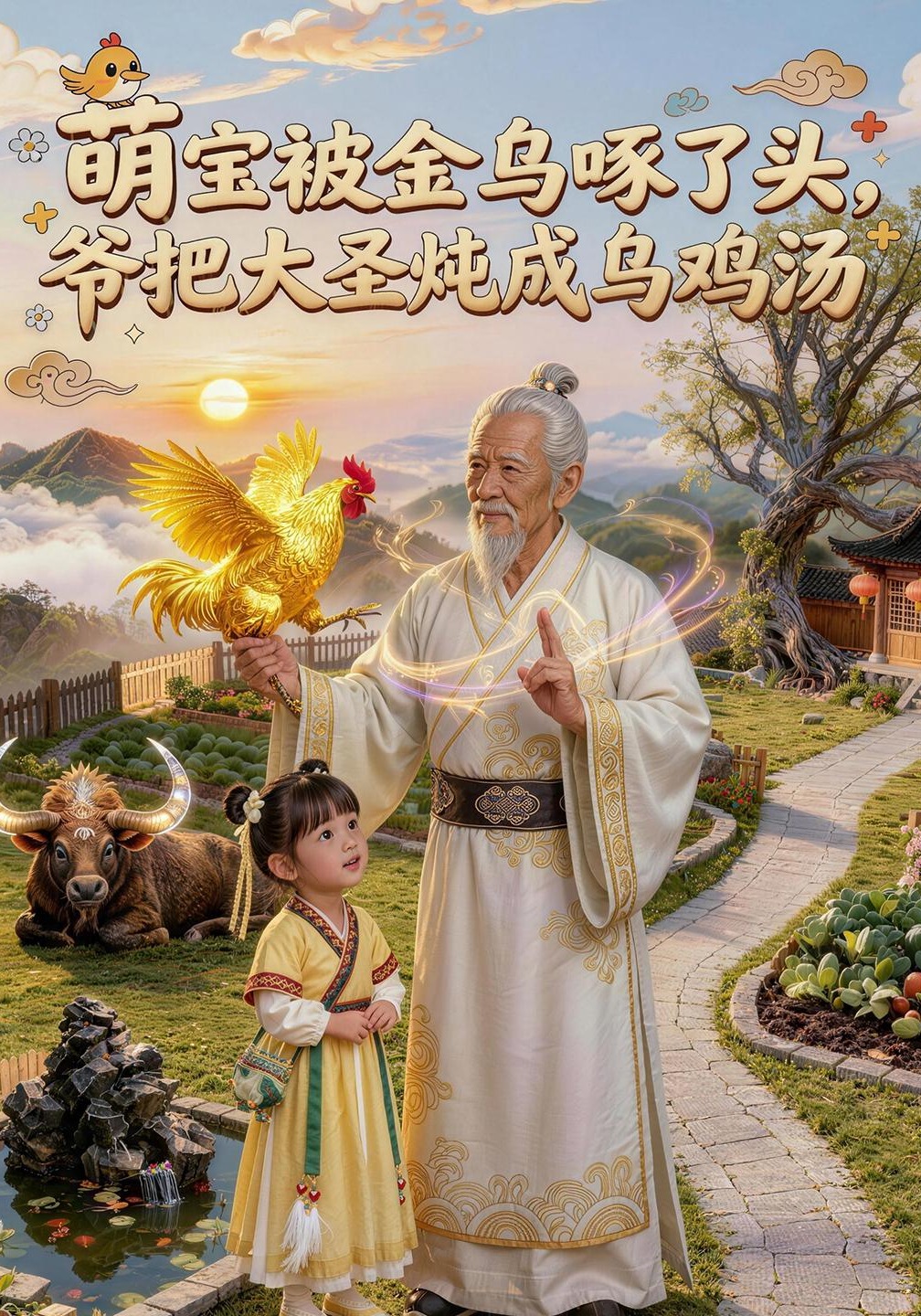 萌宝被金乌啄了头，爷把大圣炖成乌鸡汤